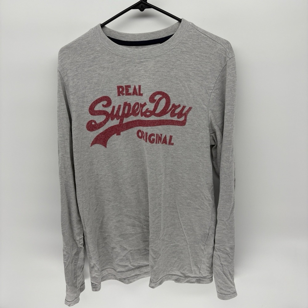 Superdry Gray Vintage‎ Logo Spellout Sweatshirt Varsity Men's Large